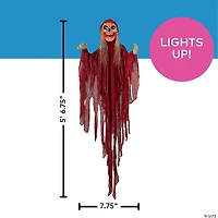 66 3/4" Light-Up Skeletal Reaper in Red Robes Halloween Hanging Decoration