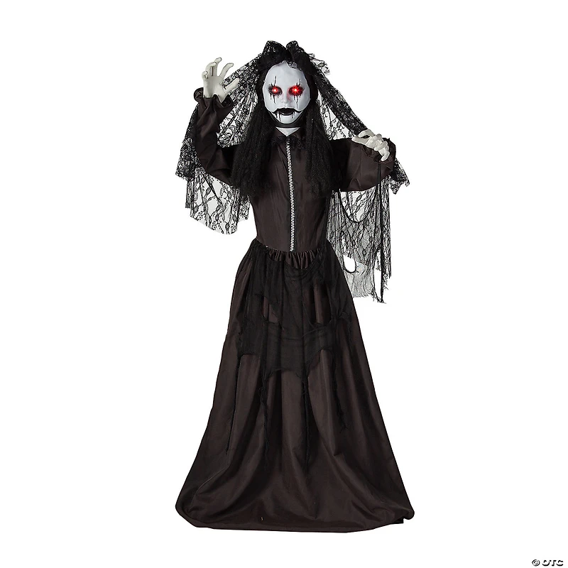 66” Standing Jaw Dropping Bride with Black Dress Halloween Decoration