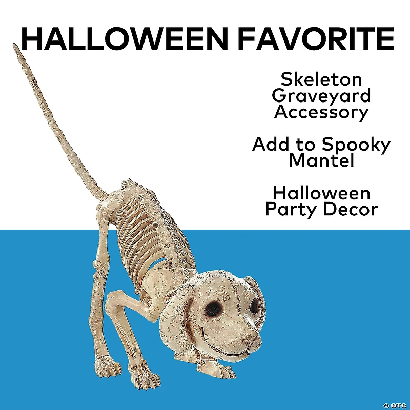 7 1/2" x 4 3/4" Standing Puppy Plastic Skeleton Halloween Decoration