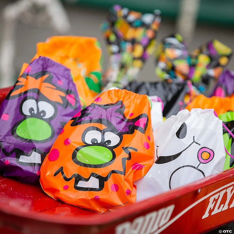 7 1/4" x 8 1/2" Halloween Drawstring Goody Bags - 72 Pc.