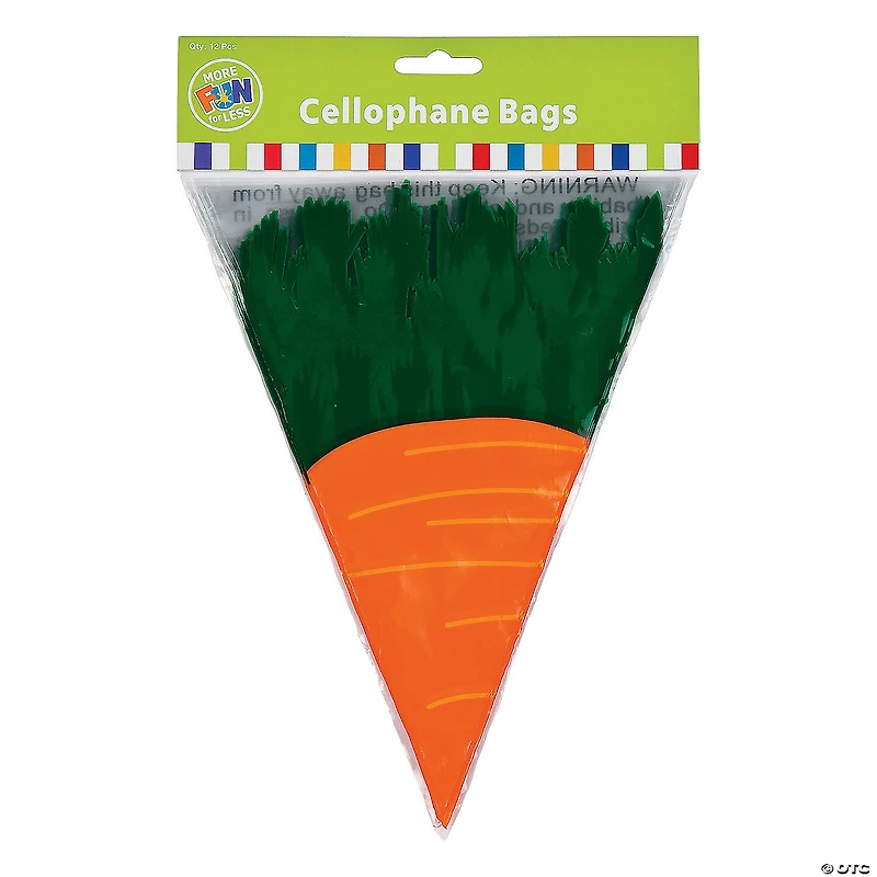 7 1/4" x 9 1/4" Carrot-Shaped Cellophane Bags - 12 Pc.