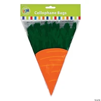 7 1/4" x 9 1/4" Carrot-Shaped Cellophane Bags - 12 Pc.