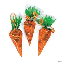 7 1/4" x 9 1/4" Carrot-Shaped Cellophane Bags - 12 Pc.