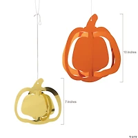 7" – 10" Fall Orange & Gold Hanging Foil Pumpkins Ceiling Decorations - 8 Pc.