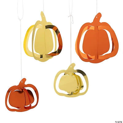 7" – 10" Fall Orange & Gold Hanging Foil Pumpkins Ceiling Decorations - 8 Pc.