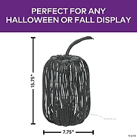 7 3/4" x 15 3/4" Tall Rattan Pumpkin with Yellow Light Strand Halloween Decoration