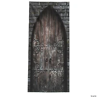7 Ft. 2 1/2" Scary Closed Wooden Castle Door Door Curtain Halloween Decoration