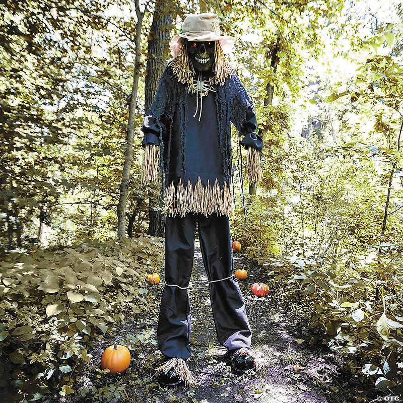 7 Ft. 6" Light-Up Lifting Skeleton Scarecrow Halloween Decoration