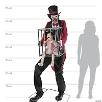 7 Ft. Animated Rotten Ringmaster with Caged Kid Halloween Decoration