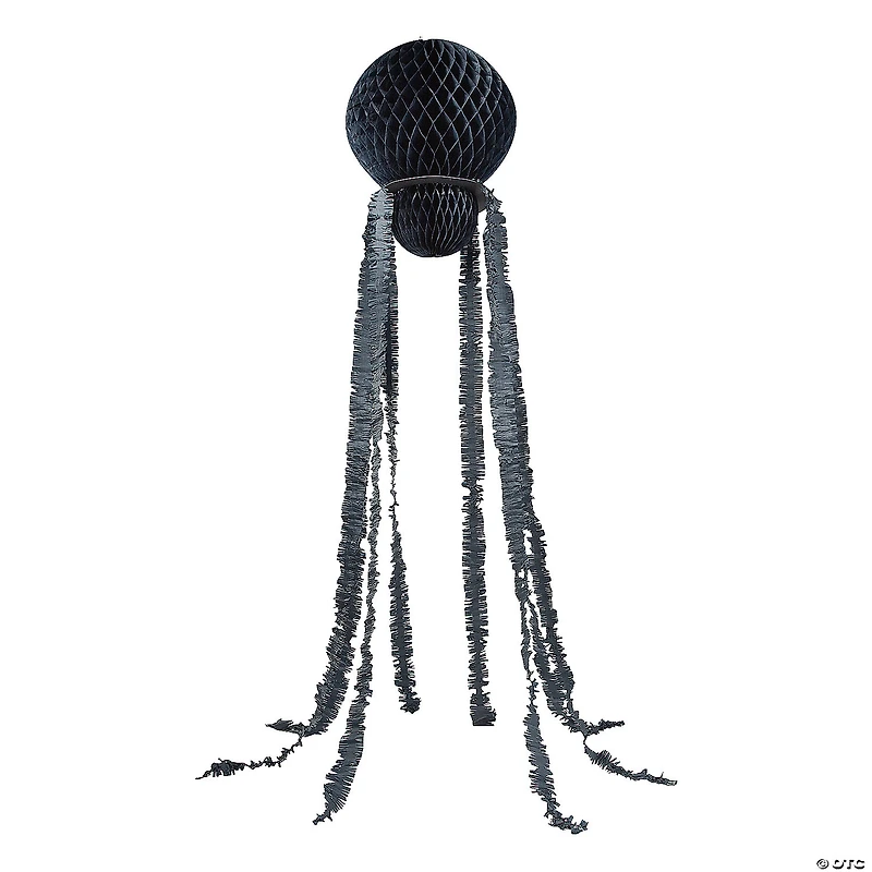 7 Ft. Large Black Hanging Honeycomb Tissue Paper Spider Halloween Decoration