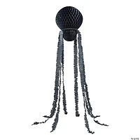 7 Ft. Large Black Hanging Honeycomb Tissue Paper Spider Halloween Decoration