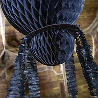 7 Ft. Large Black Hanging Honeycomb Tissue Paper Spider Halloween Decoration