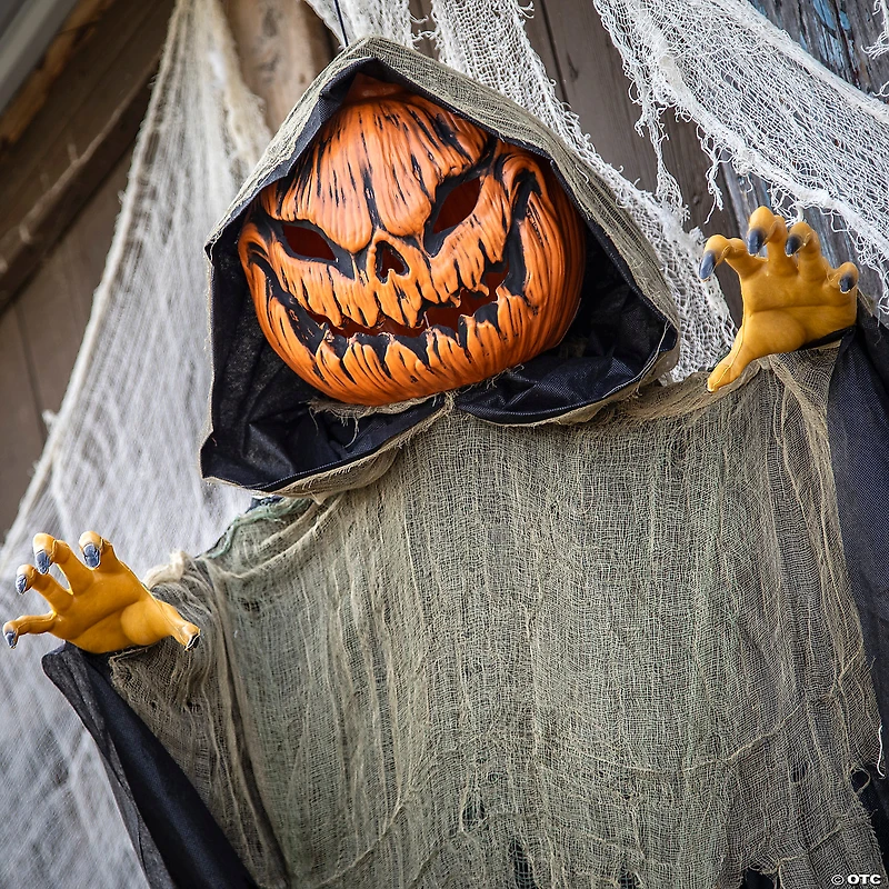 7 Ft. Light-Up Hanging Big Pumpkin Head Halloween Decoration
