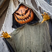 7 Ft. Light-Up Hanging Big Pumpkin Head Halloween Decoration