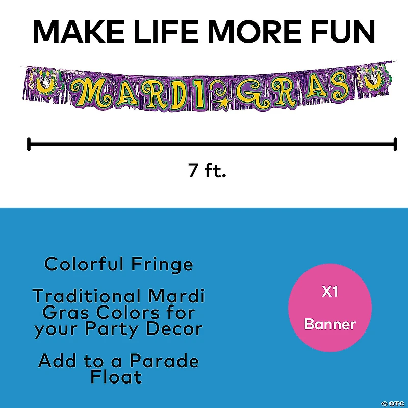7 Ft. Mardi Gras Metallic Fringed Garland