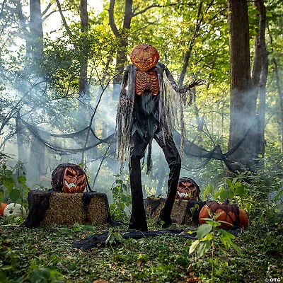 7 Ft. x 3 Ft. Animated Scorched Scarecrow with Fog Machine Decoration