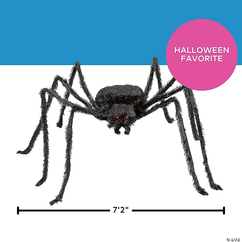 7 Ft. x 4 1/2" Furry Black Polyester Spider Halloween Decoration