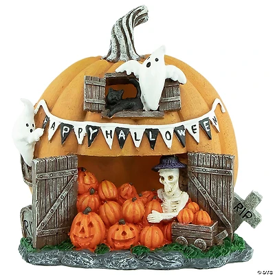 7" LED Lighted Pumpkin Village Halloween Decoration