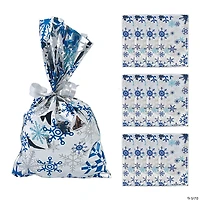 7" Metallic Snowflake Mylar Treat Bags - 12 Pc.