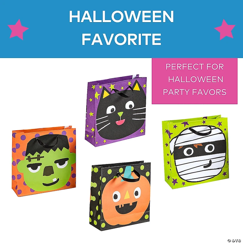7" x 7 1/4" Medium Ghoul Gang Halloween Paper Gift Bags - 12 Pc.