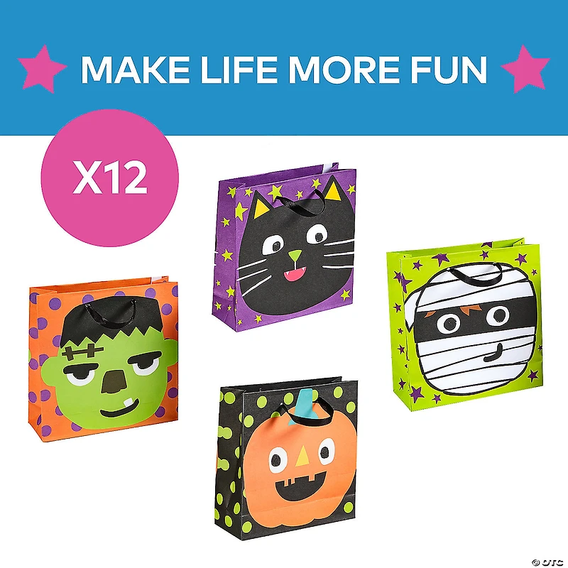 7" x 7 1/4" Medium Ghoul Gang Halloween Paper Gift Bags - 12 Pc.