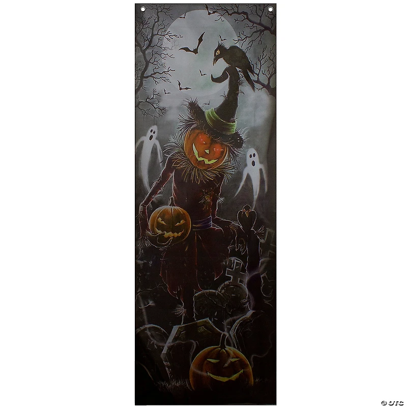 70.75" Scary Jack-o'-lantern in Graveyard Halloween Door Decoration