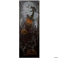 70.75" Scary Jack-o'-lantern in Graveyard Halloween Door Decoration