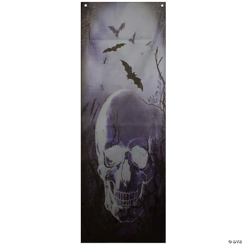 70.75" Spooky Blue Skull Graveyard Halloween Door Decoration