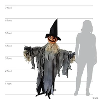 72" Animated Scarecrow Pumpkin with Hat Halloween Decoration
