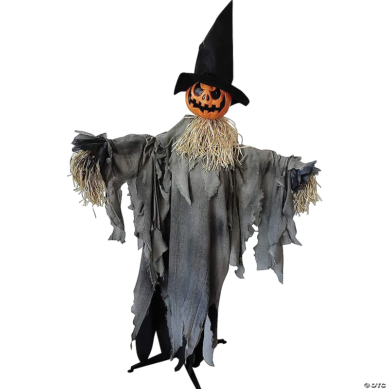 72" Animated Scarecrow Pumpkin with Hat Halloween Decoration