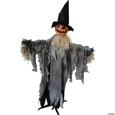 72" Animated Scarecrow Pumpkin with Hat Halloween Decoration