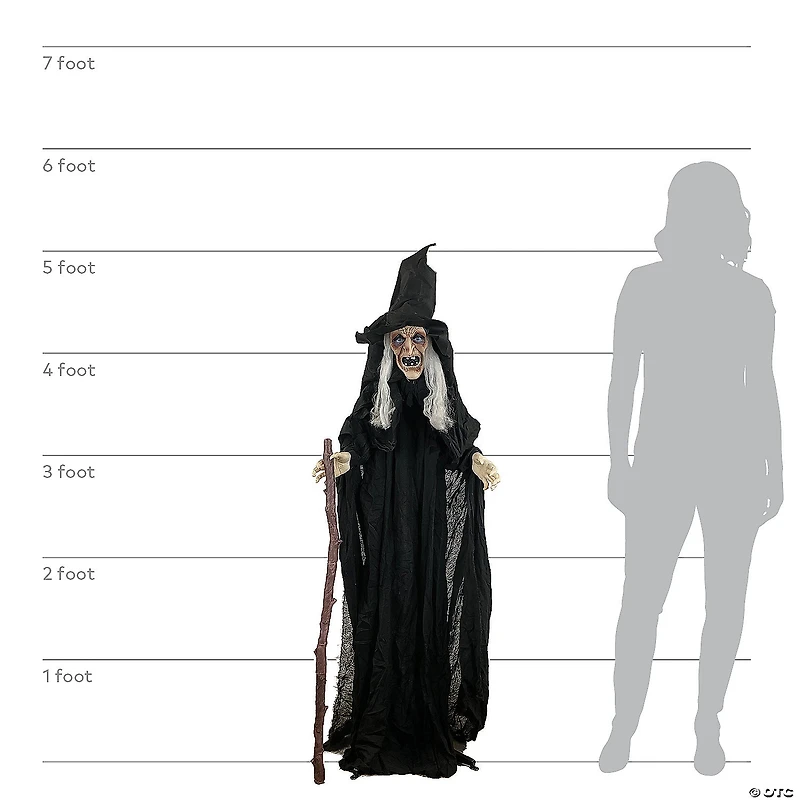 72" Animated Witch with Cane Halloween Decoration