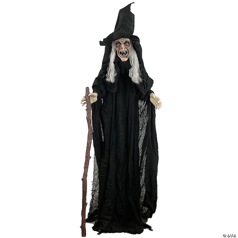 72" Animated Witch with Cane Halloween Decoration