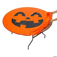72" Jack-O’-Lantern Fitted Round Plastic Disposable Tablecloth