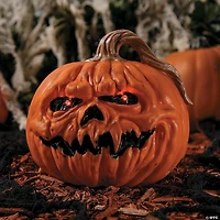 8 1/4" Light-Up Creepy Plastic Pumpkin with Sound Halloween Decoration