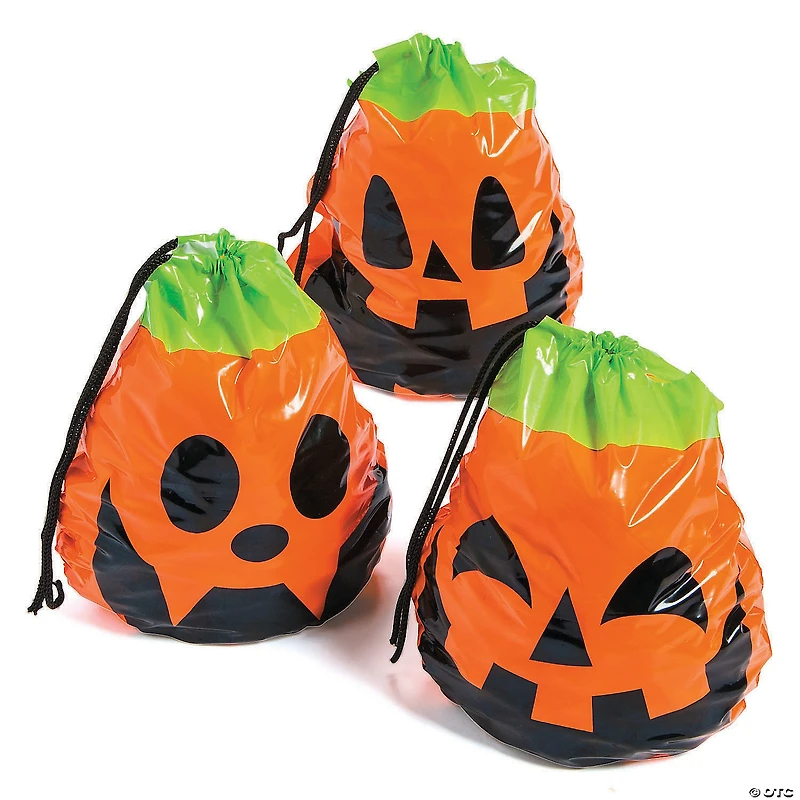 8 3/4" Bulk 72 Pc. Halloween Pumpkin Plastic Goody Bags