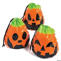 8 3/4" Bulk 72 Pc. Halloween Pumpkin Plastic Goody Bags