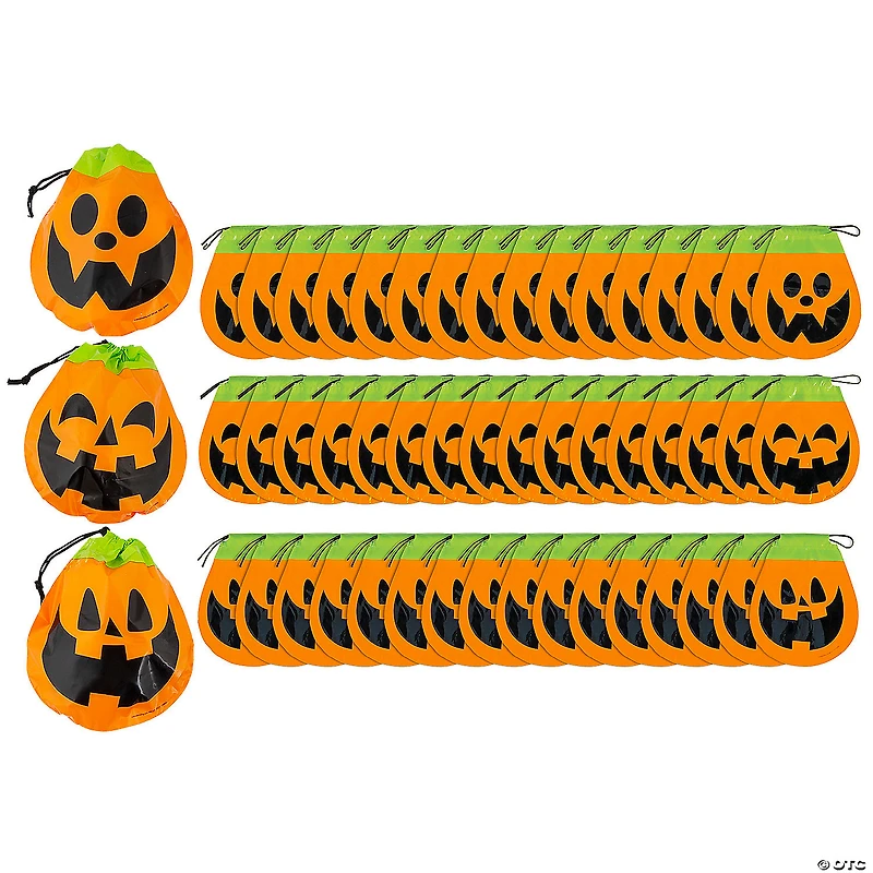 8 3/4" Bulk 72 Pc. Halloween Pumpkin Plastic Goody Bags