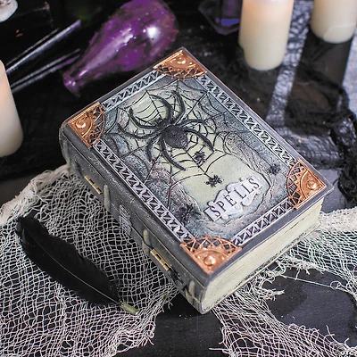8 3/4" x 12 1/2" Animated Flaming Magic Spells Book Halloween Decoration