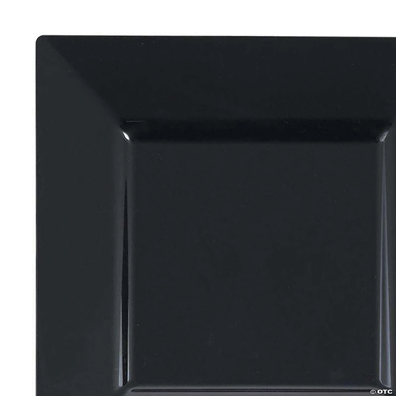 8" Black Square Plastic Salad Plates (50 Plates)