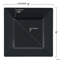 8" Black Square Plastic Salad Plates (50 Plates)