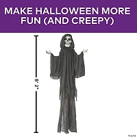 8 Ft. 2" Hanging Skeleton Reaper with Black Cloak Halloween Decoration