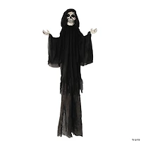 8 Ft. 2" Hanging Skeleton Reaper with Black Cloak Halloween Decoration