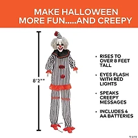 8 Ft. 2" Light-Up Lifting Clown with Hat Halloween Decoration