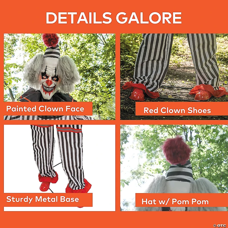 8 Ft. 2" Light-Up Lifting Clown with Hat Halloween Decoration