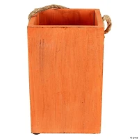 8" Large Orange Wood Jack O Lantern Halloween Candle Lantern