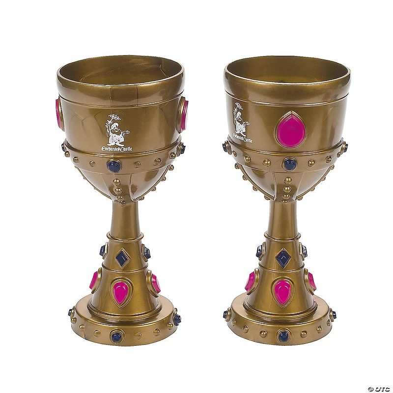 8 oz. Molded Gold Crown with Jewels Reusable Plastic Goblets - 12 Ct.