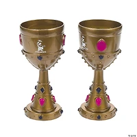 8 oz. Molded Gold Crown with Jewels Reusable Plastic Goblets - 12 Ct.