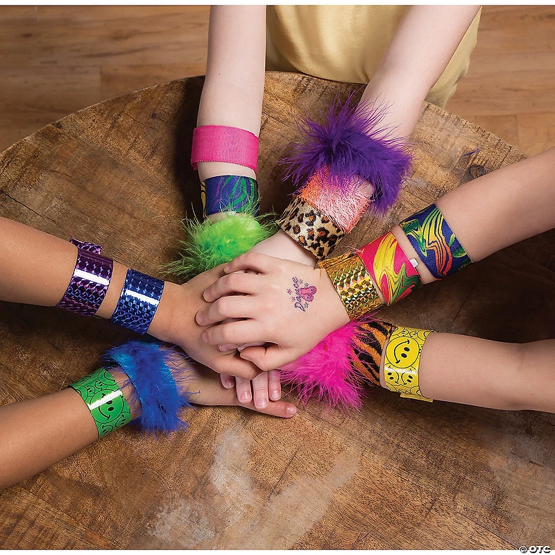 9 1/2" Bulk 100 Pc. Patterned & Textured Plastic Slap Bracelet Assortment