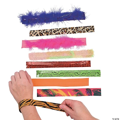 9 1/2" Bulk 100 Pc. Patterned & Textured Plastic Slap Bracelet Assortment